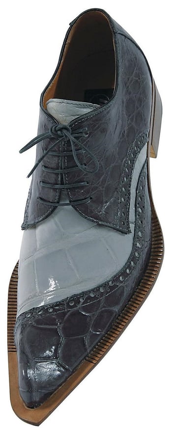 Mauri "Diamond" 44196 Medium Grey / Acre Raindrops  All-Over Genuine Alligator Shoes