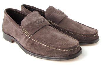 Paul Parkman ''6175-MINK" Natural Genuine Mink Suede Penny Loafers .