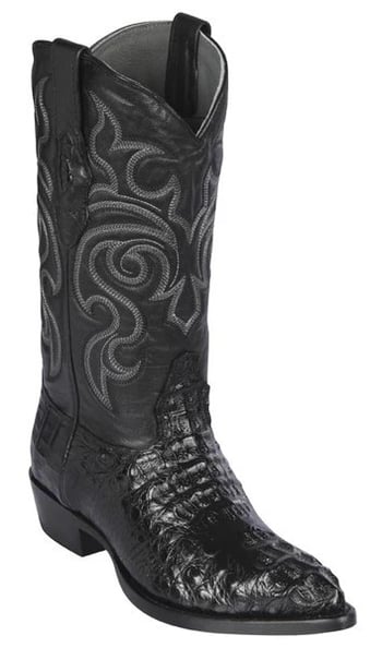 Los Altos Black Genuine Caiman Hornack J Toe Cowboy Boots 990205