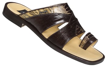 Mauri  "1744" Dark Brown Genuine Lizard / Bengala Ostrich Leg Sandals