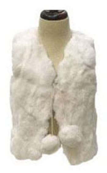 Winter Fur Kids' White Genuine Rex Rabbit Vest K08V01WT.