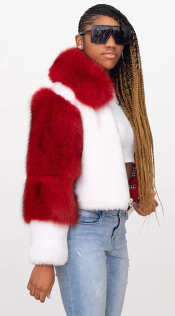 G-Gator 1067 Mouton Sheepskin Fox Fur Sleeve Jacket with Collar Lambskin Leather