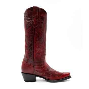 Ferrini Ladies "Scarlet" Red Full Grain Leather Snipped Toe Cowgirl Boots 84261-22