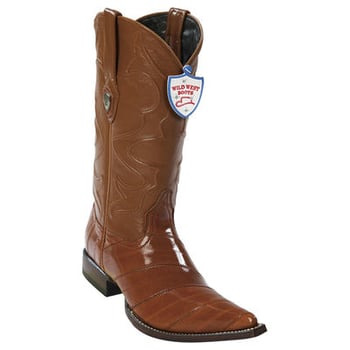 Wild West Cognac Genuine Eel 3x Toe Cowboy Boots 2950803