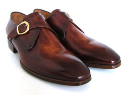 Paul Parkman 011B44 Brown & Camel Genuine Calfskin Monkstrap Dress Shoes