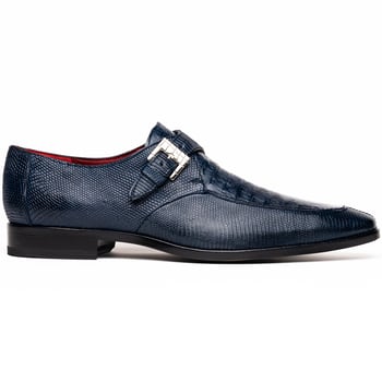 Marco Di Milano "Toluca" Navy Genuine Caiman Crocodile And Lizard Dress Shoes