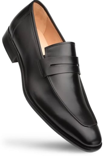 Mezlan Black Genuine Calfskin Leather Penny Loafer E20243.