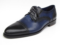 Paul Parkman 046 Blue Genuine Italian Calfskin Derby Shoes