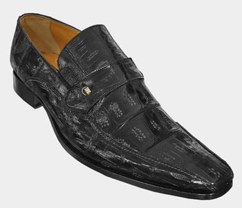 Mauri "M774" Black Genuine Crocodile Loafer Shoes.