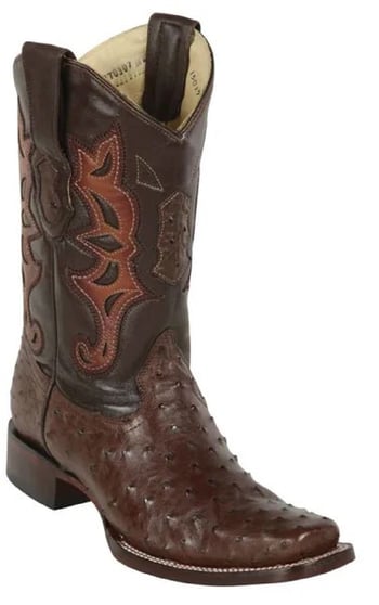 Los Altos Brown Genuine Ostrich  Square Toe Cowboy Boots 812T0307