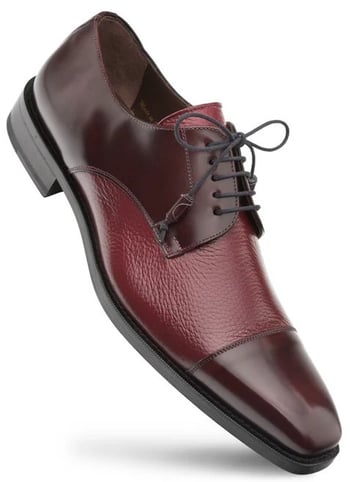 Mezlan "Soka" Burgundy Genuine Calfskin And Deerskin Combination Leather Lace-Up Shoes 15089.