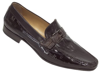 Mauri "3705/5" Black Genuine Kidskin / Sport Rust Patent Laser / Sport Rust Crocodile Flank Loafer Shoes