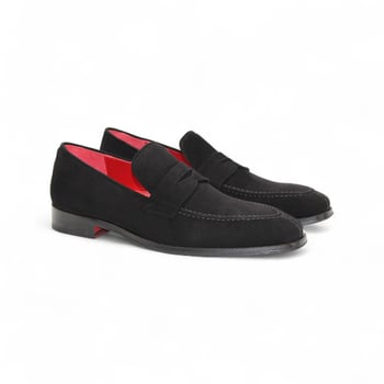 Emilio Franco Oliviero Black Genuine Italian Suede Loafers 