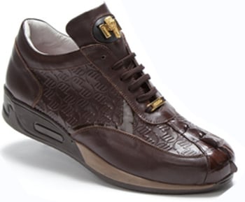 Mauri "Piazza" M704 Sport Rust Genuine Hornback Crocodile Nappa Embossed Patent Leather Sneakers