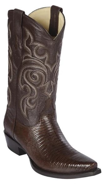 Los Altos Brown Genuine Teju Lizard Snip Toe Cowboy Boots 940707