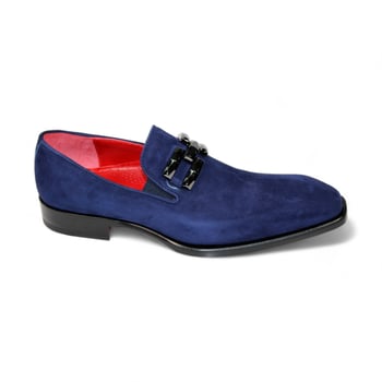 Emilio Franco "Francesco" Navy Genuine Italian Suede Leather With Bracelet Loafers.