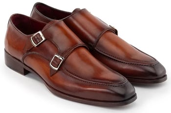 Paul Parkman SW537BW Brown Genuine Leather Double Monkstrap Shoes