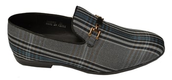 Successos Blue Combo / White Plaid Canvas Bit Strap Loafers SH3553