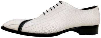 Duca "Torre" White / Black Alligator Embossed Italian Calfskin Oxford Shoes