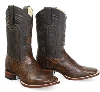 Los Altos Brown Genuine American Alligator Wide Square Toe Cowboy Boots 8225807