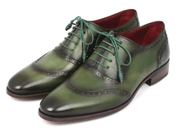 Paul Parkman "K78-GRN" Green Genuine Calfskin Leather Shoes.