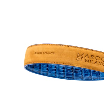 Marco Di Milano Luciano Belt Navy / Brown Genuine Ostrich Exotic Belt