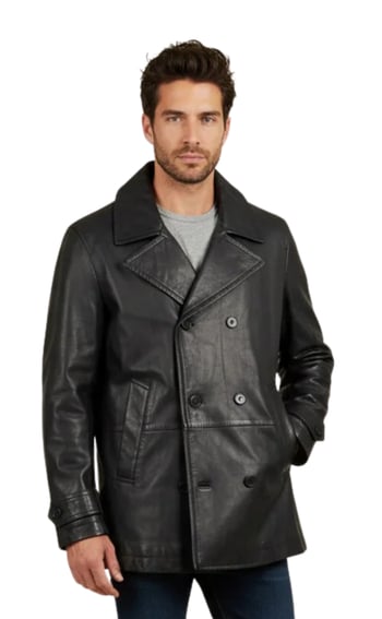 G-Gator #2095 Genuine Lambskin Leather Double Breasted Peacoat