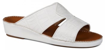 Mauri "1778" Matt White Genuine Body Alligator Platform Sandals.