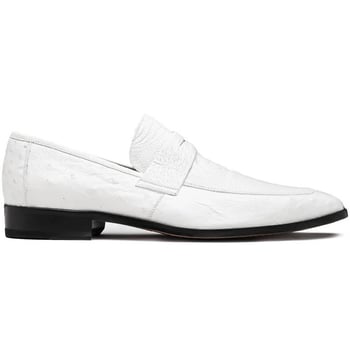 Marco Di Milano "Fangio" White Genuine Ostrich Leg and Quill Loafer