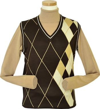 Pronti Chocolate / Peanut Butter / Vanilla Diamond Design V-Neck Sweater Vest K1627