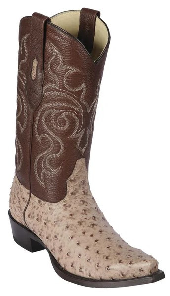 Los Altos Moka Genuine Full Quill Ostrich Snip Toe Cowboy Boots 940372