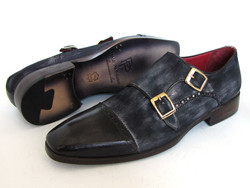 Paul Parkman FK77W Navy Genuine Suede Captoe Double Monkstraps Shoes