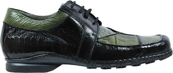 Mauri "Boston Common" 9162 Money Green Genuine Ostrich Leg / Baby Crocodile / Nappa Leather Shoes