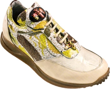 Mauri "Light Lush II" 8787 Cream / Graffiti Yellow Nappa Leather / Baby Crocodile Sneakers