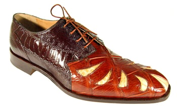 Mauri 4691 Dark Brown / Cognac / Cream Genuine Alligator / Ostrich Leg Oxford Shoes