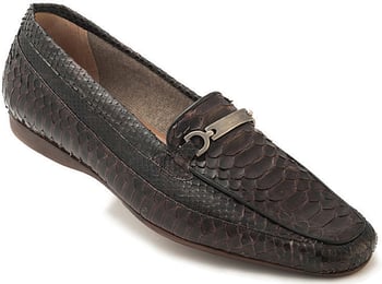 Mauri "Blanc" 9233 Brown Genuine Python Loafer Shoes With Cashmere Lining