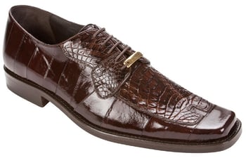 Belvedere Dante 1210 Brown Genuine Eel & Caiman Men's Lace-Up Dress Shoes