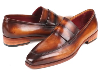 Paul Parkman ''093-BRW" Brown Genuine Hand-Painted Calfskin Leather Loafers.