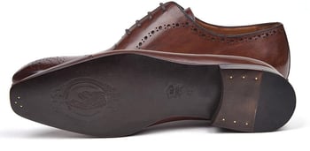 Paul Parkman ''ZLS11BRW" Cognac Genuine Calfskin Leather Perforated Shoes.