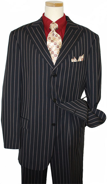 Earvin Magic Johnson Black/Cream Stripes Super 120'S Wool Suit ZZ37868