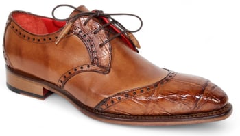 Fennix Italy "Jax" Brandy Genuine Alligator / Italian Suede Leather Lace-Up Dress Shoes.