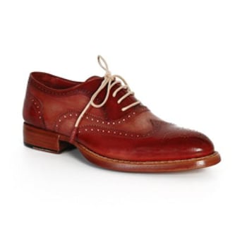 Paul Parkman 027B Burgundy/Camel Genuine Leather Wingtip Oxfords