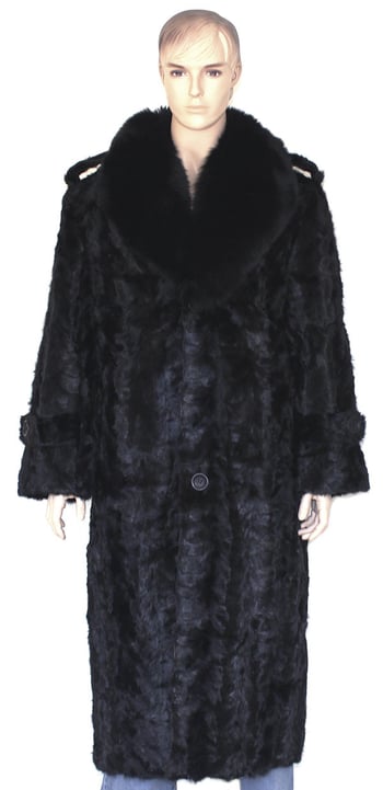 Winter Fur Pieces Mink Dress Coat With Fox Collar M03F01BK.