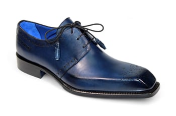 Emilio Franco "Lando" Navy Genuine Italian Calf Leather Lace-Up Dress Shoes.