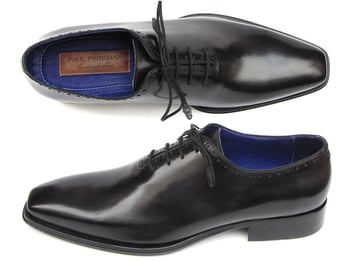 Paul Parkman Black Genuine Leather  Men's Plain Toe Oxford Floater Dress Shoes 025-BLK