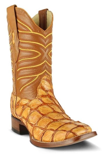 Los Altos Buttercup Genuine Pirarucu Fish Square Toe Cowboy Boots 8221002