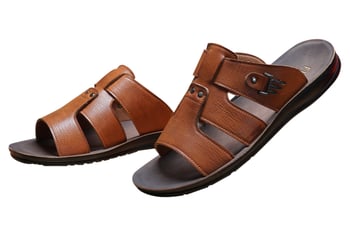 FFL Cognac Vegan Leather Slide Sandals JK-06