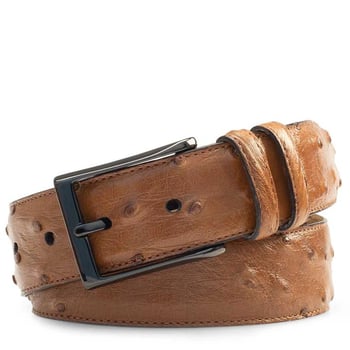 Mezlan Brandy Genuine Ostrich Skin Leather Belt AO8146.