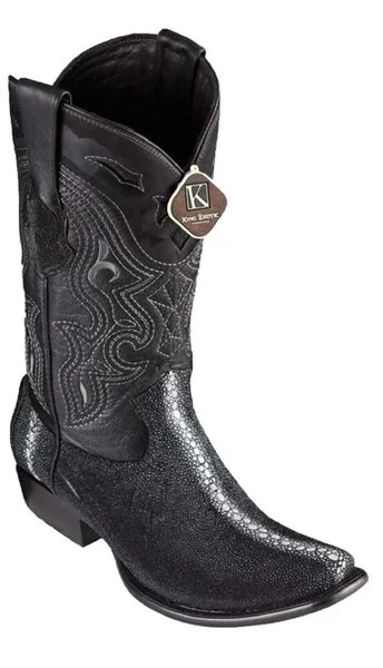 King Exotic Black Genuine Stingray skin Dubai Square Toe Cowboy Boots 4791105