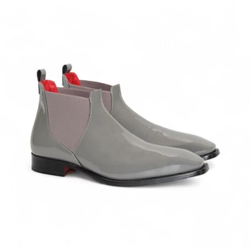 Emilio Franco "Leonardo" Grey Genuine Italian Patent Leather Ankle Boots.